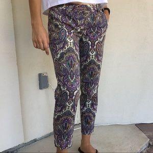 J. Crew City Fit Paisley Pants